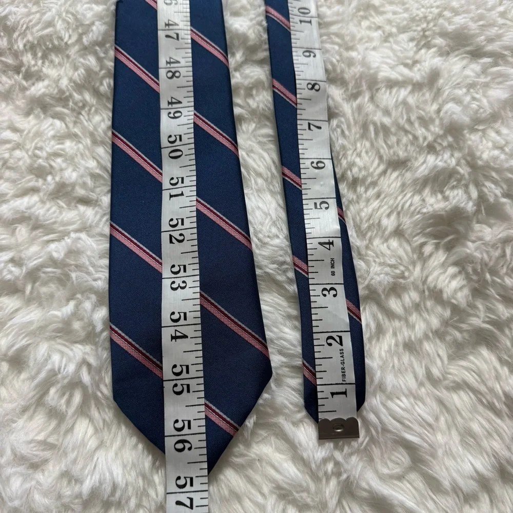 Christian Dior Navy and Light Pink Striped Tie